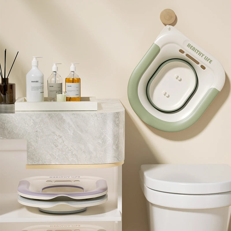 Pregnant Women Sitz Bath Tub Folding Toilet Basin for Postpartum Care & Hemorrhoid Relief